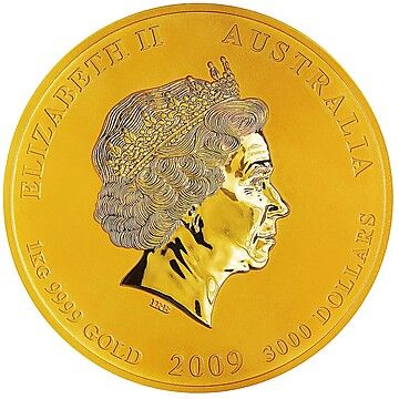 2009 3000 Dollars – Elizabeth II (4th Portrait – Year of the Ox – Gold Bullion Coin)