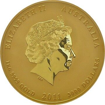 2011 3000 Dollars – Elizabeth II (4th Portrait – Year of the Rabbit – Gold Bullion Coin)