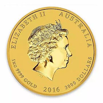 2016 3000 Dollars – Elizabeth II (4th Portrait – Year of the Monkey – Gold Bullion Coin)