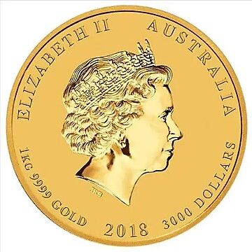 2018 3000 Dollars – Elizabeth II (4th Portrait – Year of the Dog – Gold Bullion Coin)
