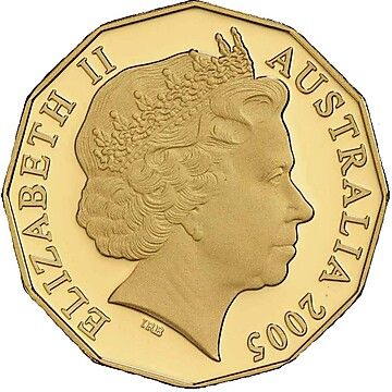 2005 50 Cents – Elizabeth II (4th Portrait – End of WW2 – Gold Proof)