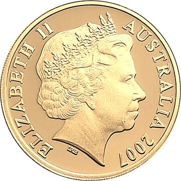2007 20 Cents – Elizabeth II (4th Portrait – Surf Lifesaver – Gold Proof)