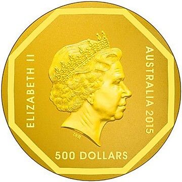 2015 500 Dollars – Elizabeth II (4th Portrait – Emu Road Sign – Gold)