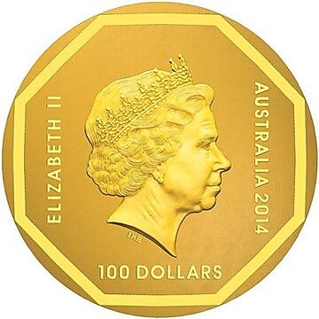 2014 100 Dollars – Elizabeth II (4th Portrait – Koala Road Sign – Gold)