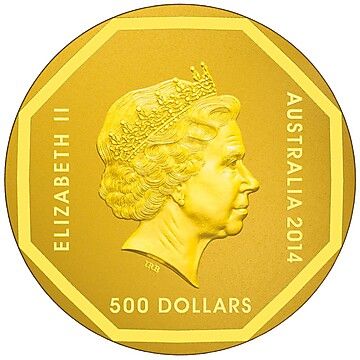 2014 500 Dollars – Elizabeth II (4th Portrait – Koala Road Sign – Gold)