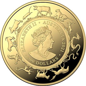 2021 500 Dollars – Elizabeth II (6th Portrait – Year of the Ox – Gold Bullion)