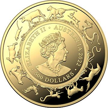 2022 500 Dollars – Elizabeth II (6th Portrait – Year of the Tiger – Gold Bullion)