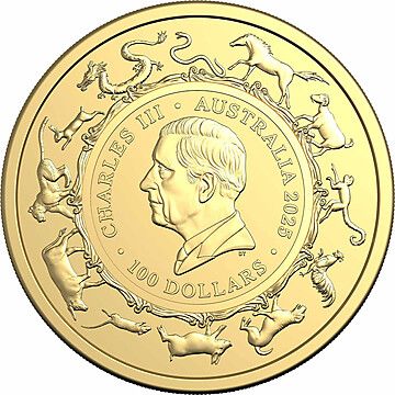 2025 100 Dollars – Charles III (1st Portrait – Year of the Snake – Gold Bullion)