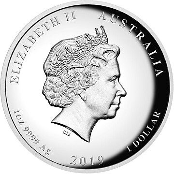 1 Dollar – Elizabeth II (4th Portrait – Year of the Pig – Silver Proof High Relief)