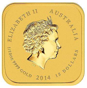 2014 15 Dollars – Elizabeth II (4th Portrait – Year of the Horse – “Listen to the Night” – Gold)