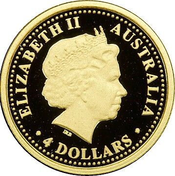2004 4 Dollars – Elizabeth II (4th Portrait – Prospector Nugget – Eureka Stockade)