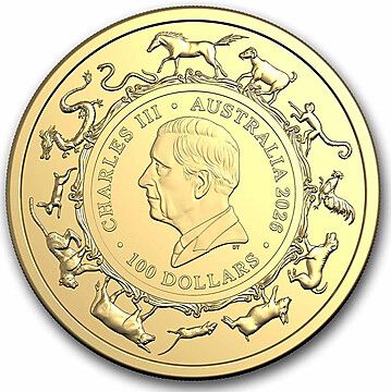 2026 100 Dollars – Charles III (1st Portrait – Year of the Horse – Gold Bullion)