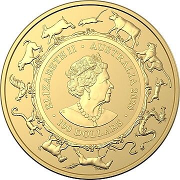 2020 100 Dollars – Elizabeth II (6th Portrait – Year of the Rat; Gold Bullion)