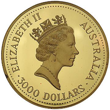 1992 3000 Dollars – Elizabeth II (3rd Portrait – Australian Nugget – Gold Proof)