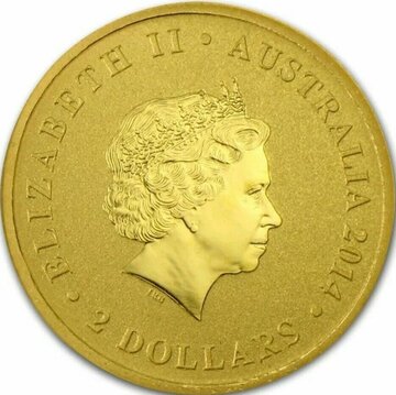 2014 2 Dollars – Elizabeth II (4th Portrait – Mini Kookaburra – Gold Bullion Coin)