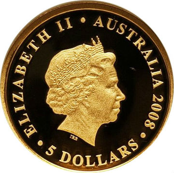 2008 5 Dollars – Elizabeth II (4th Portrait – Koala – Gold Proof)