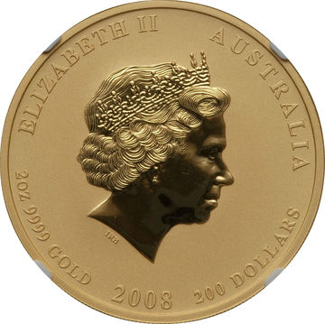 2008 200 Dollars – Elizabeth II (4th Portrait – Year of the Mouse – Gold Bullion Coin)