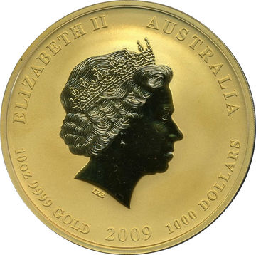 2009 1000 Dollars – Elizabeth II (4th Portrait – Year of the Ox – Gold Bullion Coin)