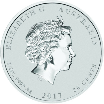 50 Cents – Elizabeth II (4th Portrait – Year of the Rooster – Silver Bullion Coin)