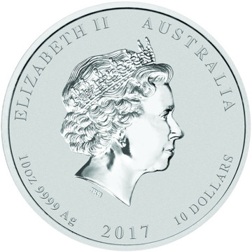 10 Dollars – Elizabeth II (4th Portrait – Year of the Rooster – Silver Bullion Coin)