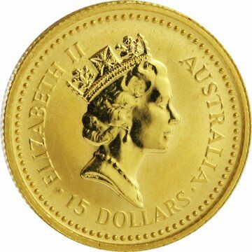 1986-1989 15 Dollars – Elizabeth II (3rd Portrait – Australian Nugget – Gold Bullion Coin)