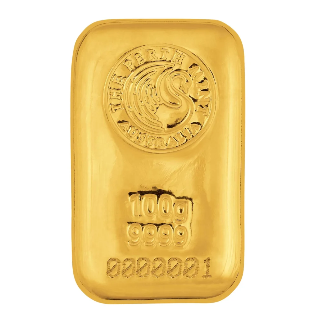 The Perth Mint 100g Gold Cast Bar