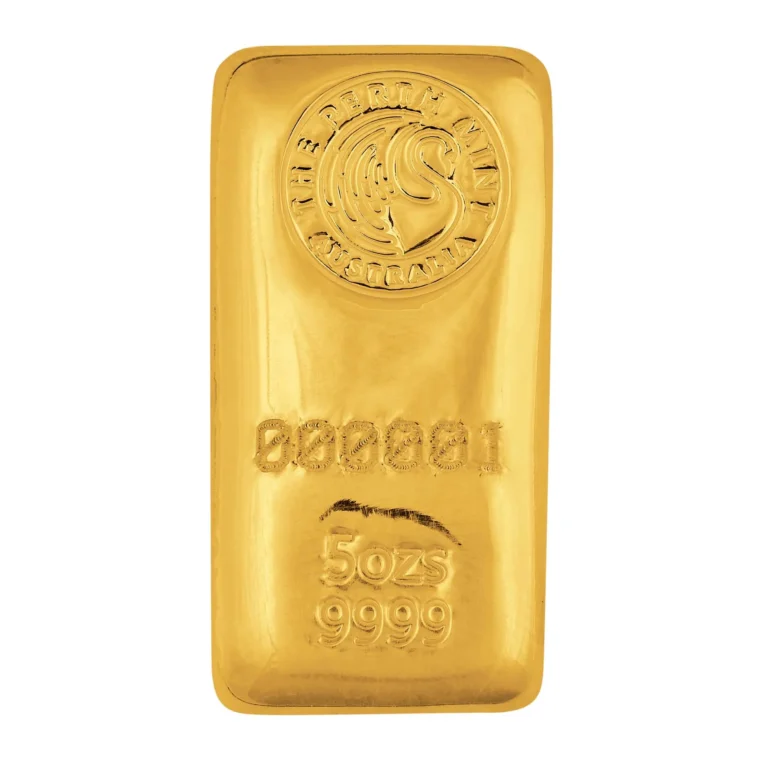 The Perth Mint 5oz Gold Cast Bar